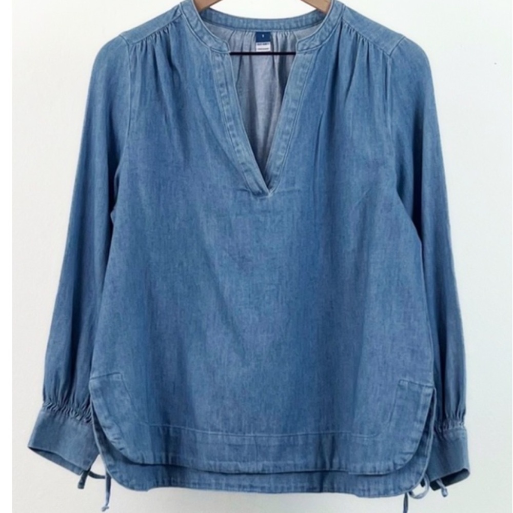 OLD NAVY Puff Sleeve Jeans Denim Blouse Top Boho style Size XXL - Picture 3 of 12